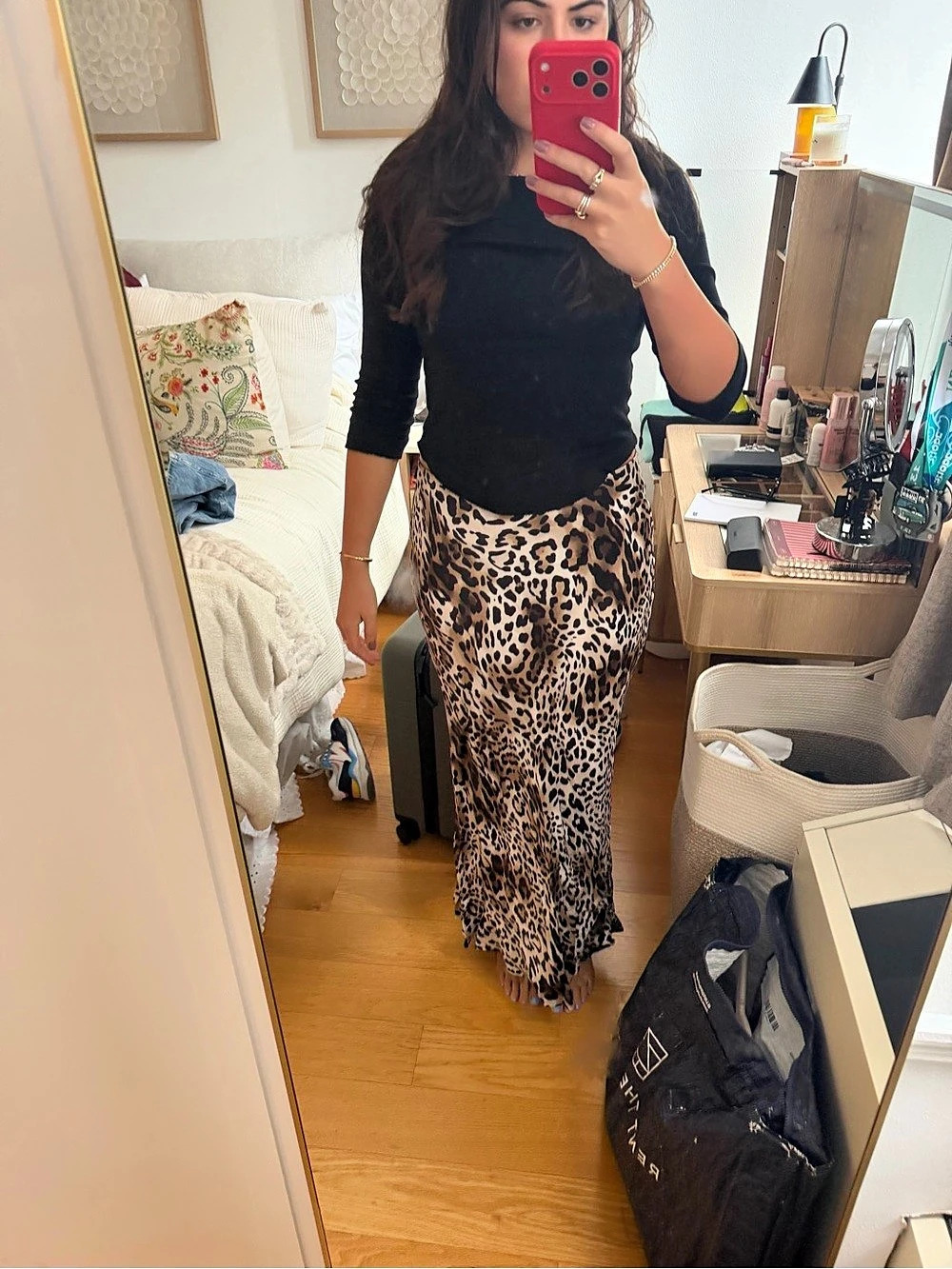 MINT VELVET Leopard Print Midi Skirt Brown & Black Medium